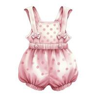 AI generated Pink baby girl romper in watercolors on a white background. AI Generated photo