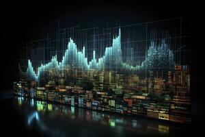 AI generated Digitally Generated Currency and Exchange Stock Chart for Finance and Economy Based Computer Software and Coding Display. AI Generated photo