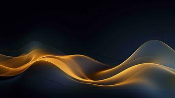 AI generated Gold and navy blue waves abstract. AI Generated. photo