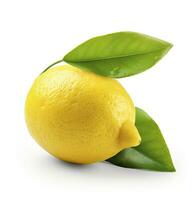 AI generated Lemon with leaf isolated on white background. AI Generated photo