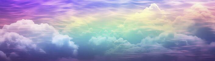 AI generated Rainbow sky with fluffy clouds. Multicolored toned sky. AI Generated. photo