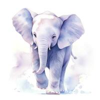 AI generated Watercolor Baby Elephant. AI Generated photo