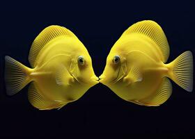 AI generated Two yellow tangs, face to face.  AI Generated. photo