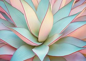 AI generated Agave leaves in trendy pastel colors for design backgrounds. AI Generated photo