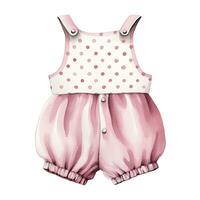 AI generated Pink baby girl romper in watercolors on a white background. AI Generated photo