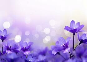 AI generated Abstract spring background with purple flowers. AI Generated photo