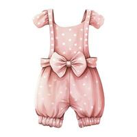 AI generated Pink baby girl romper in watercolors on a white background. AI Generated photo