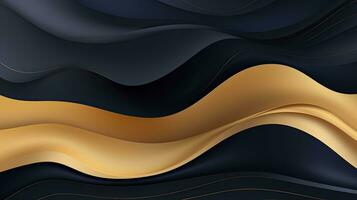 AI generated Gold and navy blue waves abstract. AI Generated. photo