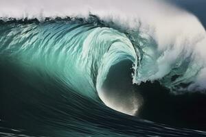 AI generated Extreme close up of thrashing emerald ocean waves. AI Generated photo