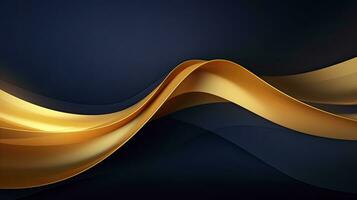 AI generated Gold and navy blue waves abstract. AI Generated. photo