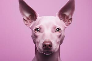 AI generated Pink colored dog on Pink Background. AI Generated photo