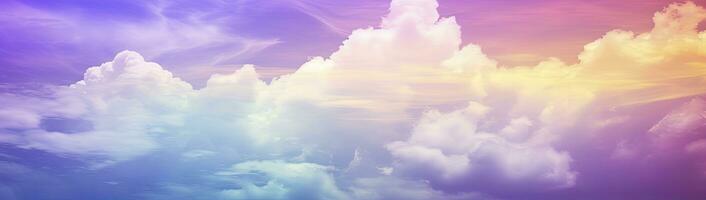 AI generated Rainbow sky with fluffy clouds. Multicolored toned sky. AI Generated. photo