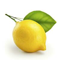 AI generated Lemon with leaf isolated on white background. AI Generated photo