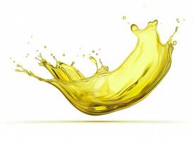 AI generated Olive or engine oil splash, cosmetic serum liquid isolated on white background. Generative AI photo