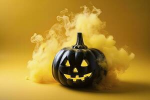 AI generated Halloween pumpkin with steam. AI Generated photo