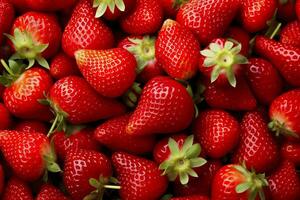 AI generated Texture of fresh strawberries as background. Generative AI photo