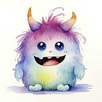 AI generated Watercolor cute monster on white background. AI Generated photo