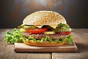 AI generated Best Hamburger Ever.  AI Generated photo