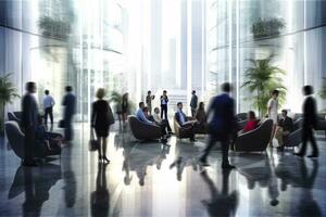 AI generated Group of people in the lobby. Business center. AI Generated photo