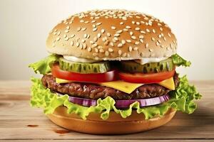 AI generated Best Hamburger Ever.  AI Generated photo