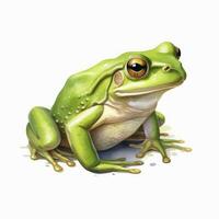 AI generated Watercolor green frog on white background.  AI Generated photo