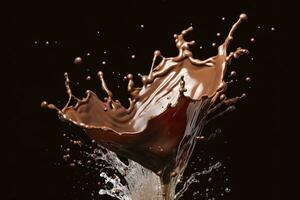 AI generated splash of chocolate or Cocoa. Generative AI photo