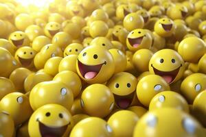 AI generated Happy and laughing emoticons 3d rendering background, social media and communications concept. AI Generative photo
