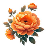 AI generated orange flower floral png