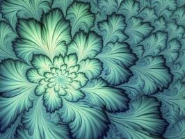 AI generated Aqua and Green psychedelic fractal.  AI Generated photo