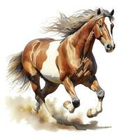 AI generated Horse running in watercolor design. AI Generated photo