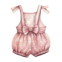 AI generated Pink baby girl romper in watercolors on a white background. AI Generated photo