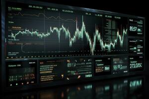 AI generated Digitally Generated Currency and Exchange Stock Chart for Finance and Economy Based Computer Software and Coding Display. AI Generated photo