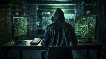 AI generated Hacker. A glimpse into the world of cyber conspiracies. AI Generated photo