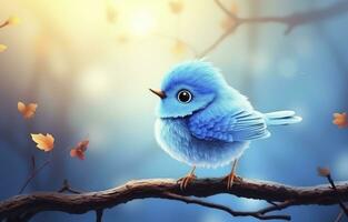 AI generated Cute little bird with a  nature background.  AI Generated. photo