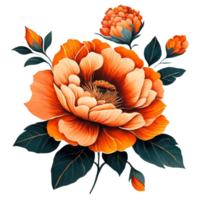 ai genererad orange blomma blommig png
