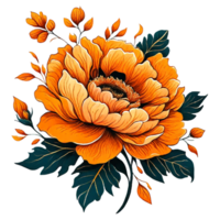 ai genererad orange blomma blommig png