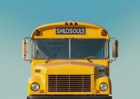 AI generated Front view of a yellow school bus. AI Generated photo