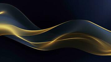 AI generated Gold and navy blue waves abstract. AI Generated. photo