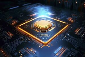 AI generated Futuristic central processor unit. Powerful Quantum CPU motherboard. AI Generated photo