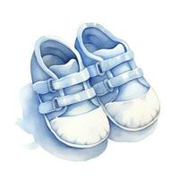 AI generated Watercolor newborn small shoes isolated white background. AI Generated photo