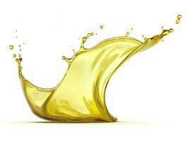 AI generated Olive or engine oil splash, cosmetic serum liquid isolated on white background. Generative AI photo