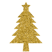 Gold glitter Christmas tree luxury decoration design for element png