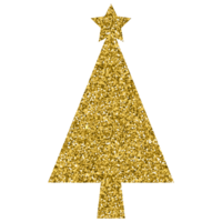 Gold glitter Christmas tree luxury decoration design for element png