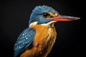 AI generated Kingfisher sitting on the tree branch. AI Generated photo