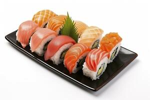 ai generado Sushi aislado en blanco antecedentes. ai generado foto