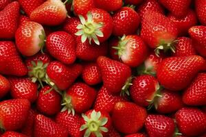 AI generated Texture of fresh strawberries as background. Generative AI photo