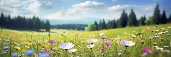 AI generated Idyllic Meadow on summer. AI Generated photo