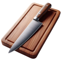 ai generado cocina cuchillo en madera en un transparente antecedentes png