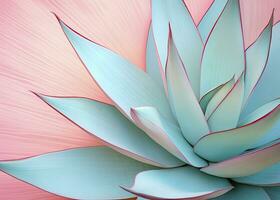 AI generated Agave leaves in trendy pastel colors for design backgrounds. AI Generated photo