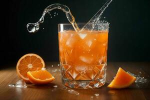 AI generated Orange punch cocktail with ice cubes. Pro Photo